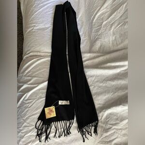 Elegant Black Scarf with Fringe